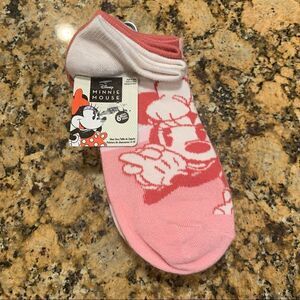 Disney Minnie Mouse Pink & White Socks 6 Pair Low Cut